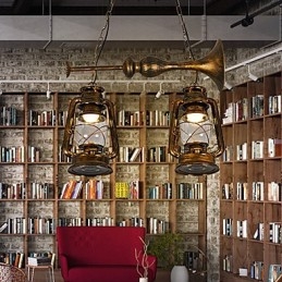 תאורת תליון מתכת בסגנון כפרי לודג' וינטג' רטרו מיני