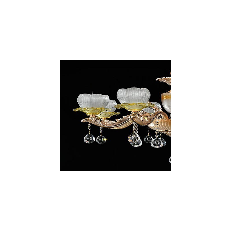 תכונת סגסוגת אבץ קלאסית מסורתית עבור נברשת מתכת 8 נורות בסגנון מיני קריסטל