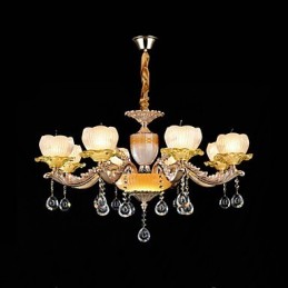 תכונת סגסוגת אבץ קלאסית מסורתית עבור נברשת מתכת 8 נורות בסגנון מיני קריסטל