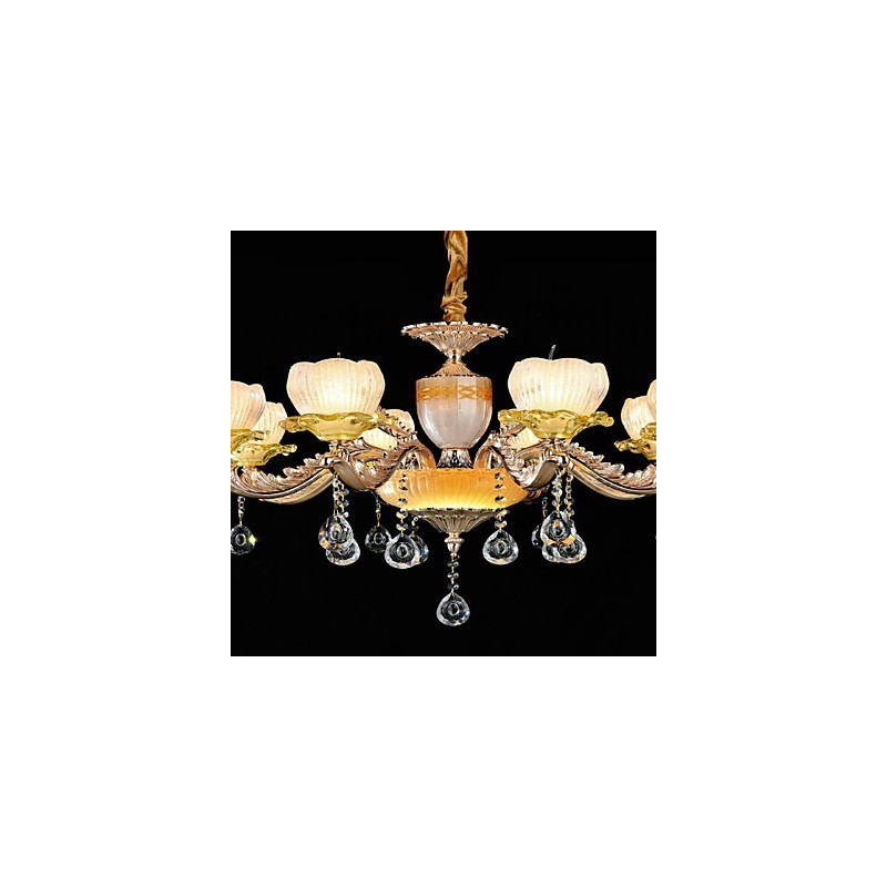 תכונת סגסוגת אבץ קלאסית מסורתית עבור נברשת מתכת 8 נורות בסגנון מיני קריסטל