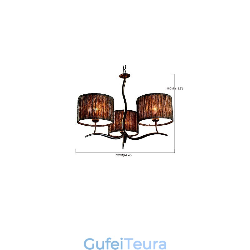 3 נברשת קלאסית מסורתית בהירה עם גוון תוף בד פשוט