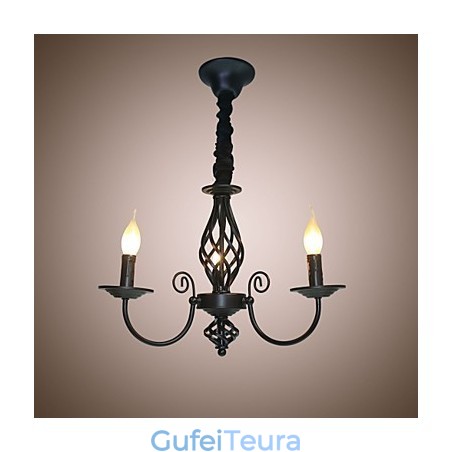 נברשת בסגנון אירופאי 3 אורות נברשת מנורות פשוטות מנורות ברזל יצירתי