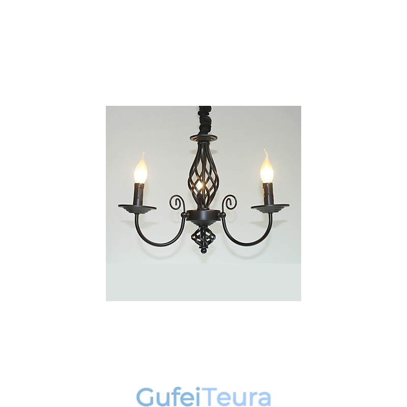 נברשת בסגנון אירופאי 3 אורות נברשת מנורות פשוטות מנורות ברזל יצירתי