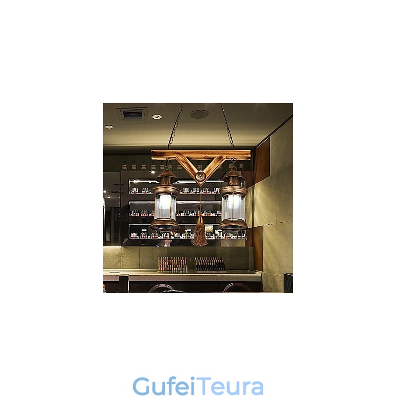 כפרי לודג' גלוב וינטג' רטרו כפרי תכונת ציור סגנון מיני מעצבים נברשת מתכת