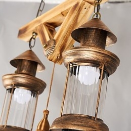 כפרי לודג' גלוב וינטג' רטרו כפרי תכונת ציור סגנון מיני מעצבים נברשת מתכת