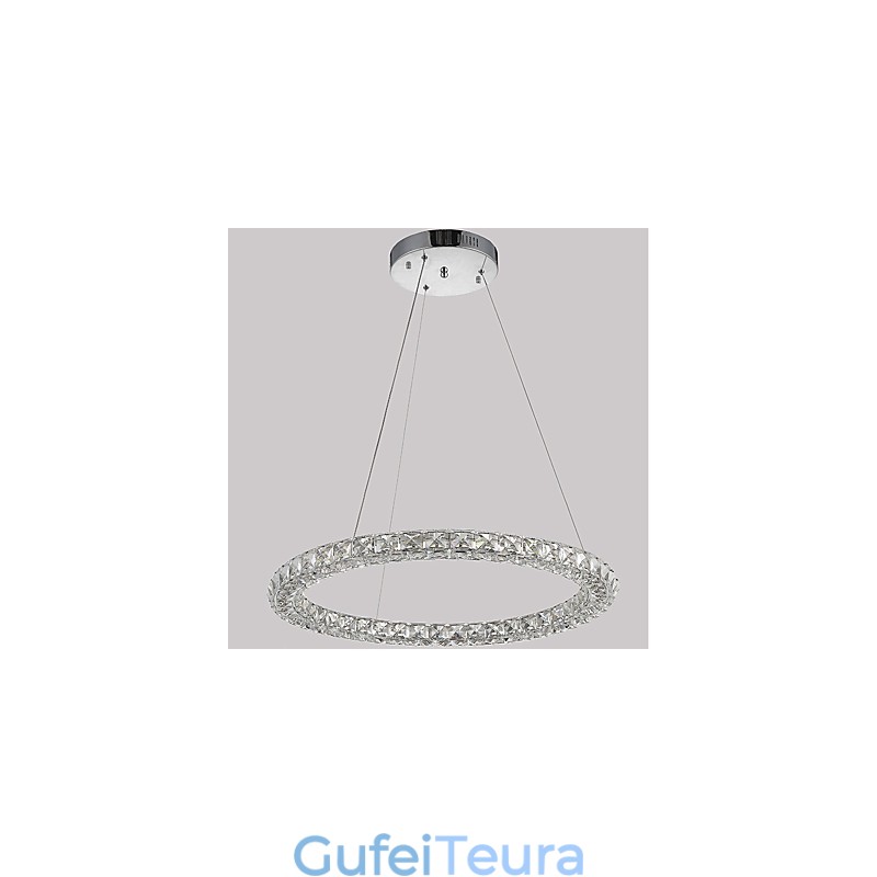 אור תליון קריסטל טבעת מודרנית נברשת קריסטל מודרנית אור תקרה מנורה פנימית גופי עמעום עם שלט רחוק