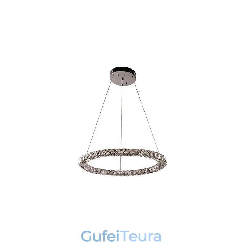 אור תליון קריסטל טבעת מודרנית נברשת קריסטל מודרנית אור תקרה מנורה פנימית גופי עמעום עם שלט רחוק