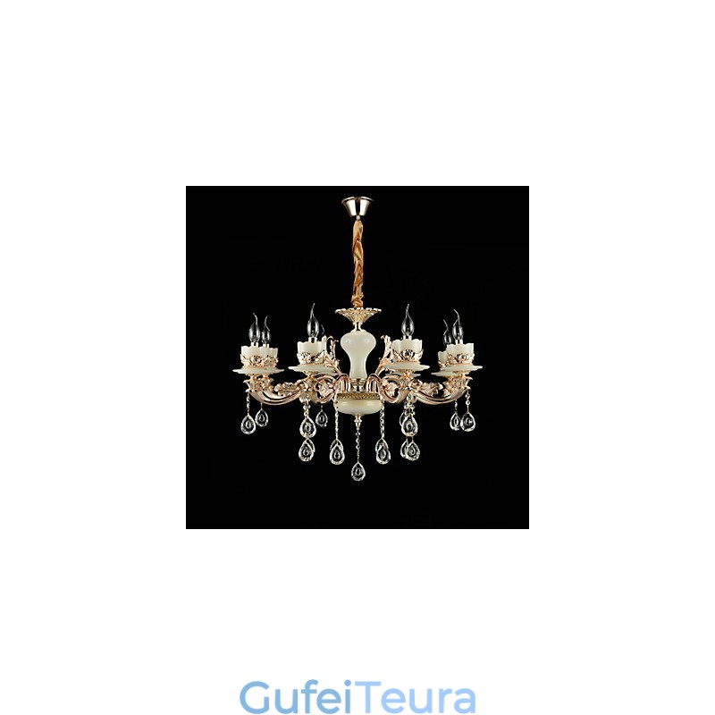 תכונת סגסוגת אבץ קלאסית מסורתית עבור נברשת מתכת 8 נורות בסגנון מיני קריסטל