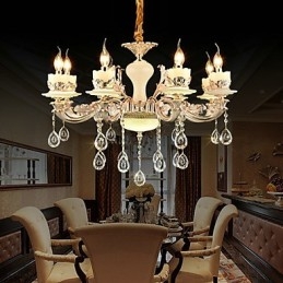 תכונת סגסוגת אבץ קלאסית מסורתית עבור נברשת מתכת 8 נורות בסגנון מיני קריסטל