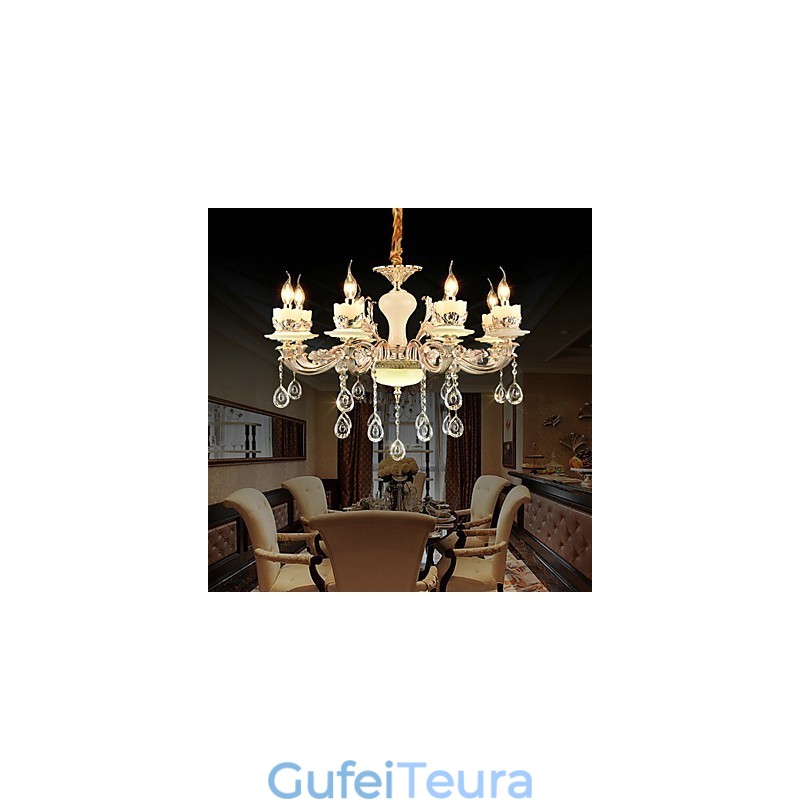 תכונת סגסוגת אבץ קלאסית מסורתית עבור נברשת מתכת 8 נורות בסגנון מיני קריסטל