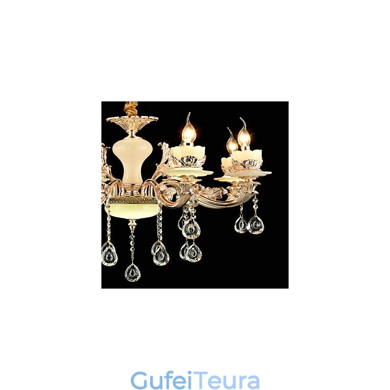 תכונת סגסוגת אבץ קלאסית מסורתית עבור נברשת מתכת 8 נורות בסגנון מיני קריסטל