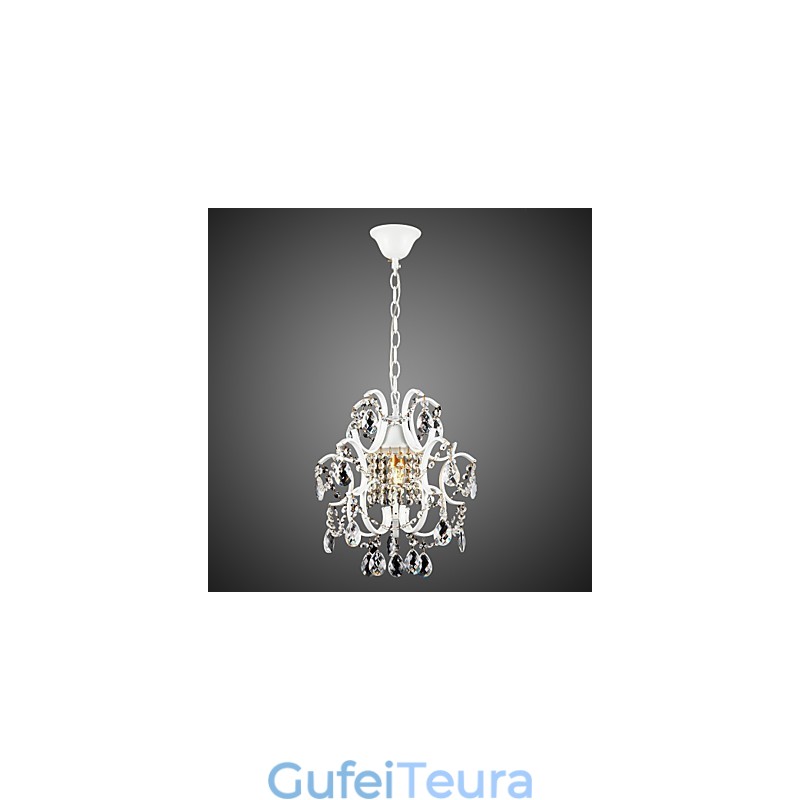 נברשת ציור ברזל עם מנורת תאורה מודרנית קריסטל שקוף