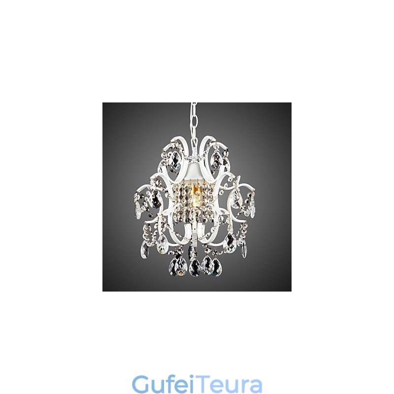 נברשת ציור ברזל עם מנורת תאורה מודרנית קריסטל שקוף