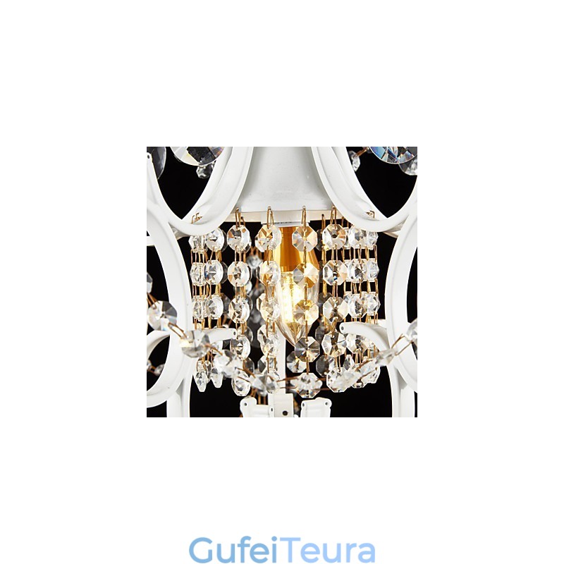 נברשת ציור ברזל עם מנורת תאורה מודרנית קריסטל שקוף