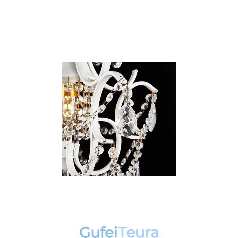 נברשת ציור ברזל עם מנורת תאורה מודרנית קריסטל שקוף