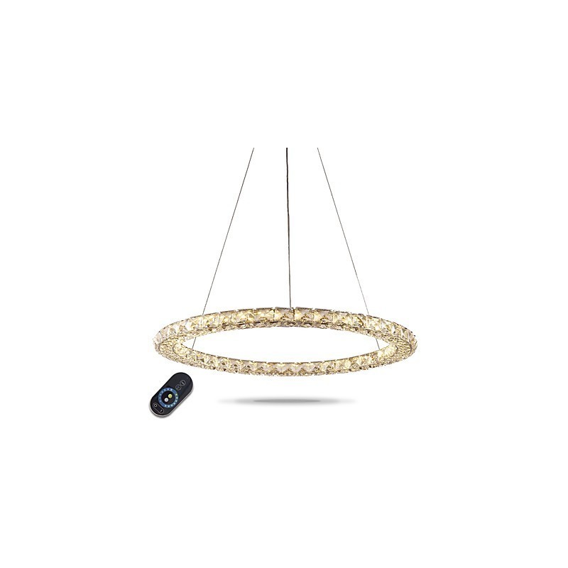 טבעת קריסטל תליון אור מודרני נברשת קריסטל אורות תקרה גופי מנורה פנימית ניתנים לעמעום עם שלט רחוק