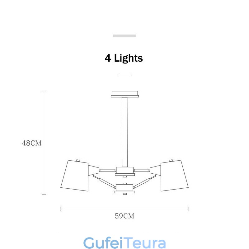 4 אור רב צבעים Macaron עץ וינטג' ציור תכונה נברשת מתכת