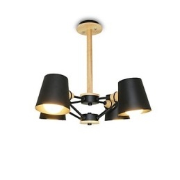 4 אור רב צבעים Macaron עץ וינטג' ציור תכונה נברשת מתכת