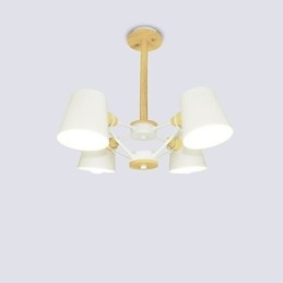 4 אור רב צבעים Macaron עץ וינטג' ציור תכונה נברשת מתכת