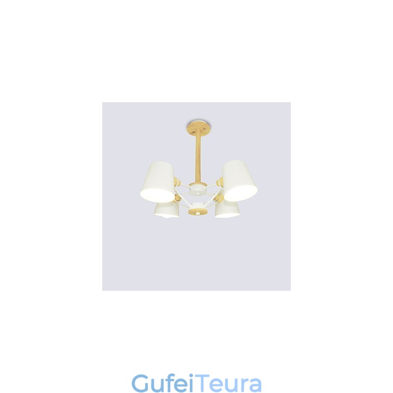 4 אור רב צבעים Macaron עץ וינטג' ציור תכונה נברשת מתכת