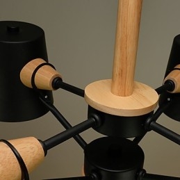 4 אור רב צבעים Macaron עץ וינטג' ציור תכונה נברשת מתכת