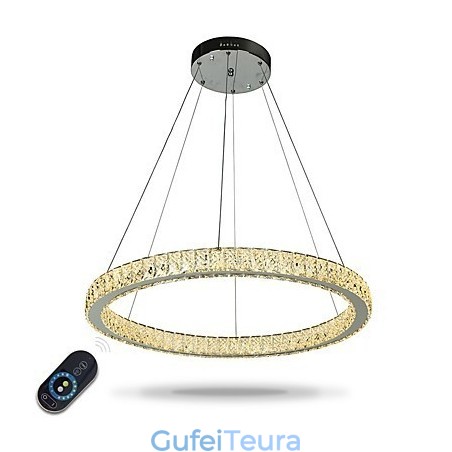 טבעת ניתנת לעמעום אור תקרה תליון אור מודרני נברשת תאורת מנורת פנים עם שלט רחוק