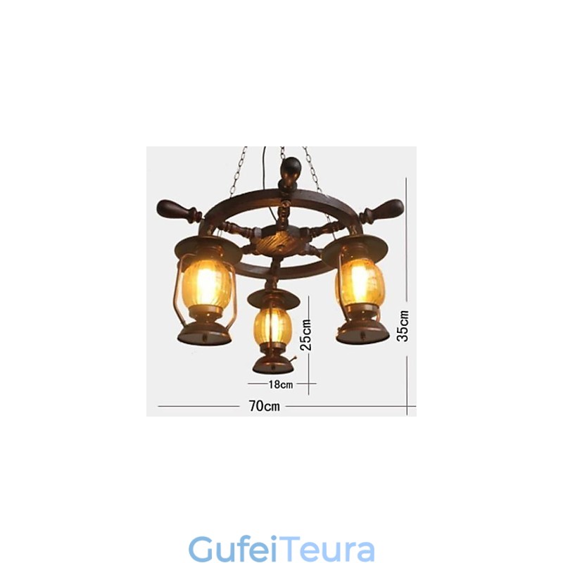 ציור רטרו עץ במבוק נברשת