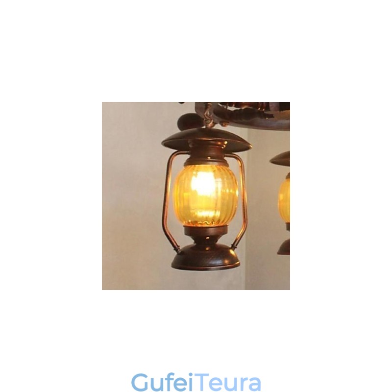 ציור רטרו עץ במבוק נברשת