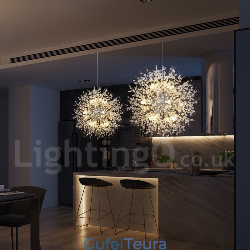 Firework Globe שן הארי Chrome תכונה נברשת מתכת קריסטל