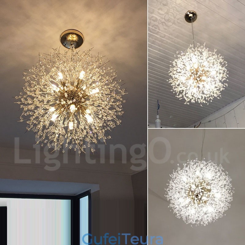 Firework Globe שן הארי Chrome תכונה נברשת מתכת קריסטל