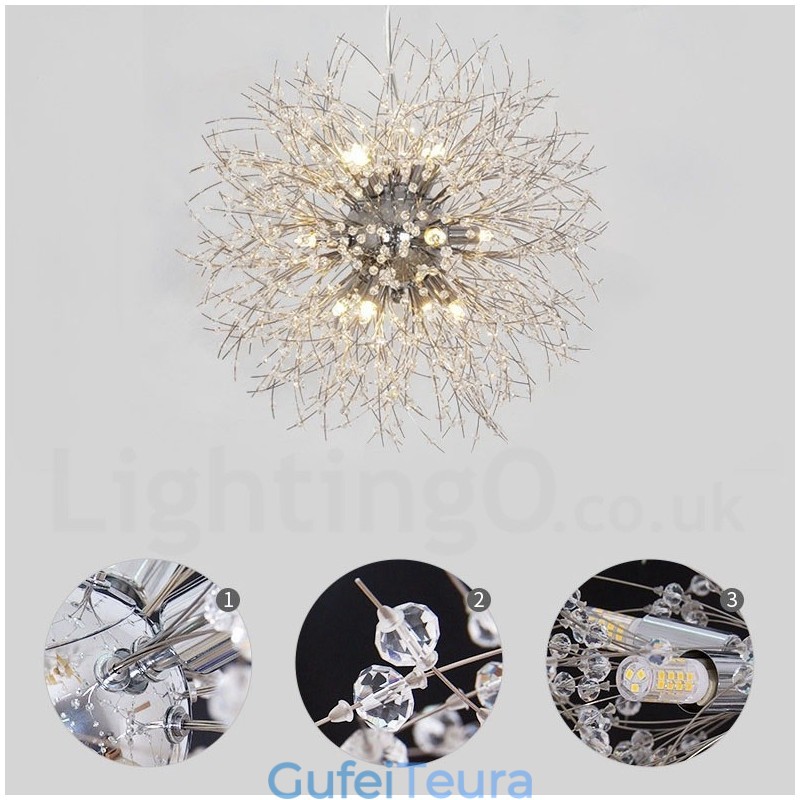Firework Globe שן הארי Chrome תכונה נברשת מתכת קריסטל