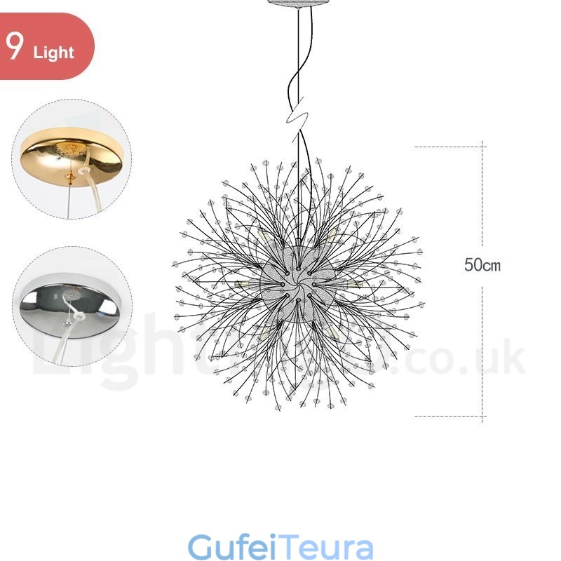 Firework Globe שן הארי Chrome תכונה נברשת מתכת קריסטל