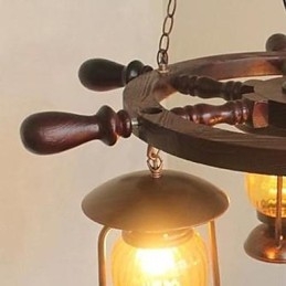 ציור רטרו עץ במבוק נברשת