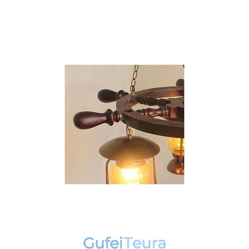 ציור רטרו עץ במבוק נברשת