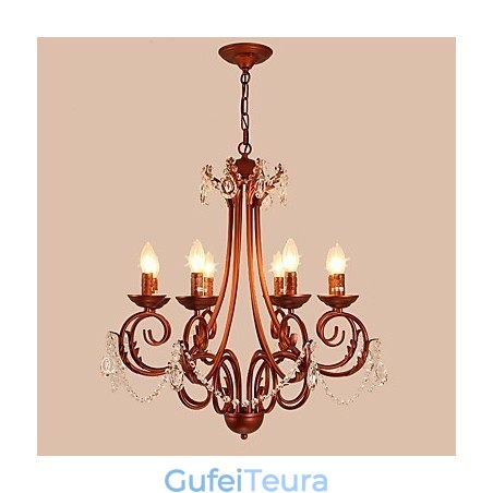 נברשת 8 אורות מודרנית עכשווית מסורתית לודג' בציר רטרו כפרי תכונת ציור למתכת קריסטל