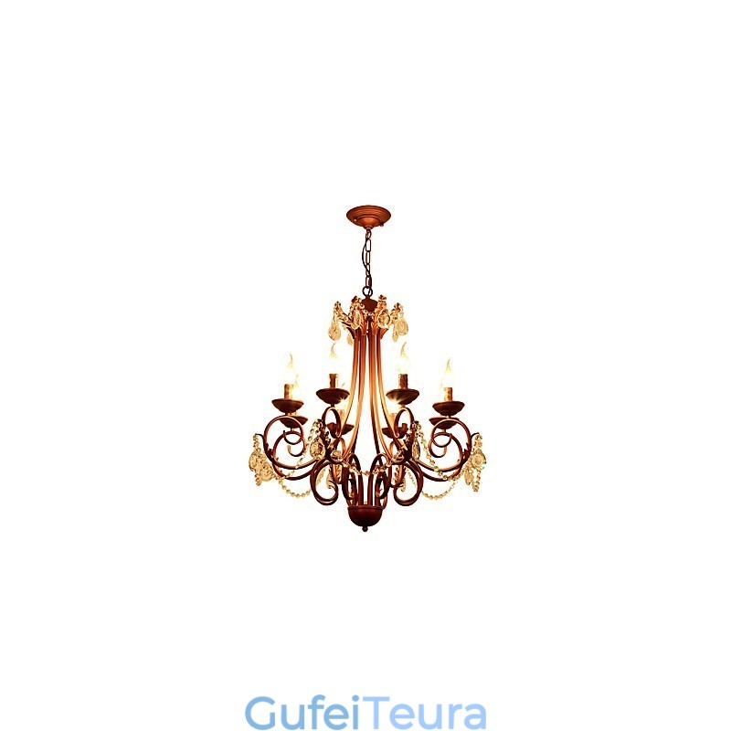 נברשת 8 אורות מודרנית עכשווית מסורתית לודג' בציר רטרו כפרי תכונת ציור למתכת קריסטל