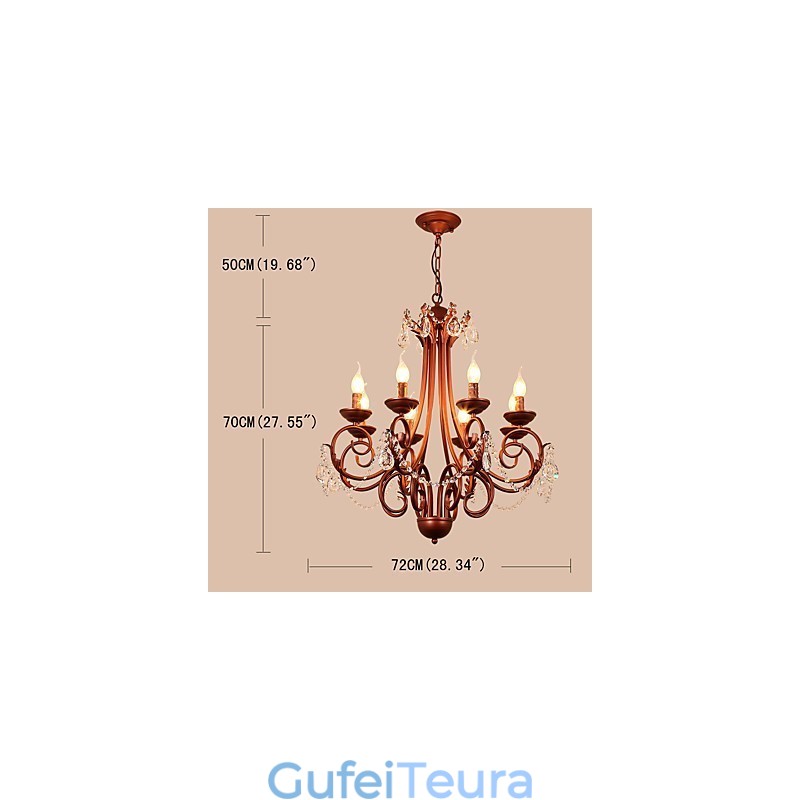 נברשת 8 אורות מודרנית עכשווית מסורתית לודג' בציר רטרו כפרי תכונת ציור למתכת קריסטל