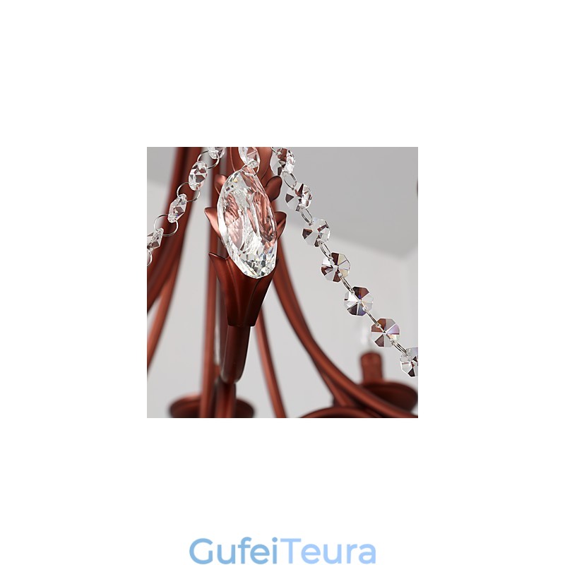 נברשת 8 אורות מודרנית עכשווית מסורתית לודג' בציר רטרו כפרי תכונת ציור למתכת קריסטל