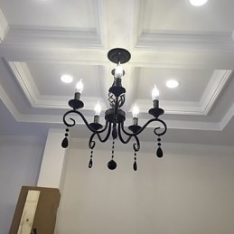 נברשת קריסטל מסורתית תאורת פנים 5 נרות מדליקים נברשת פשוטה