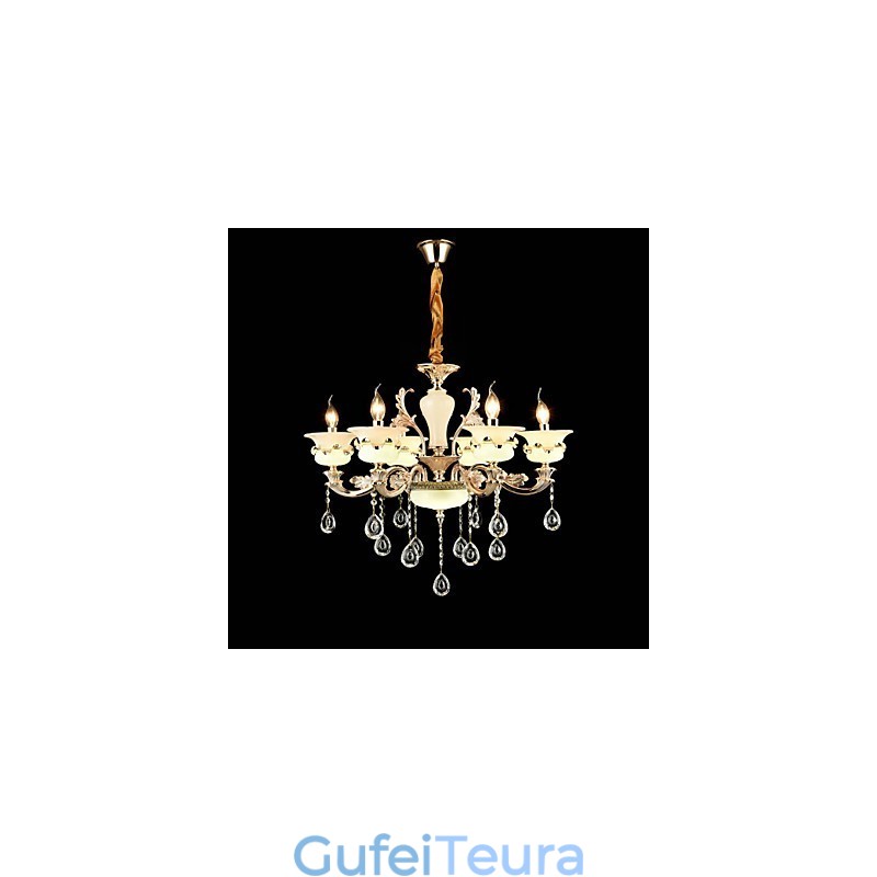 תכונת סגסוגת אבץ קלאסית מסורתית עבור נברשת מיני מתכת 6 נורות קריסטל