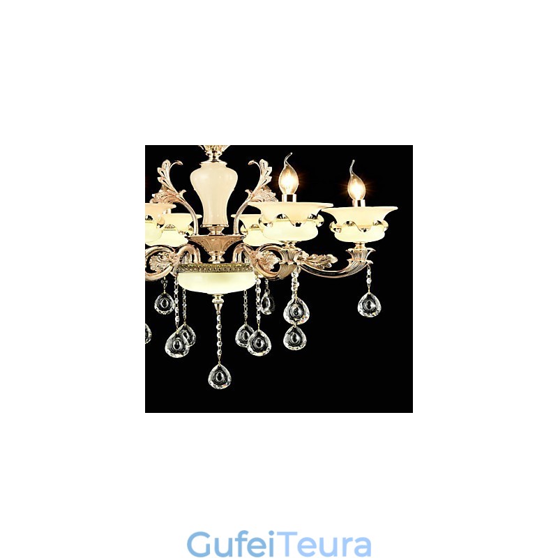 תכונת סגסוגת אבץ קלאסית מסורתית עבור נברשת מיני מתכת 6 נורות קריסטל