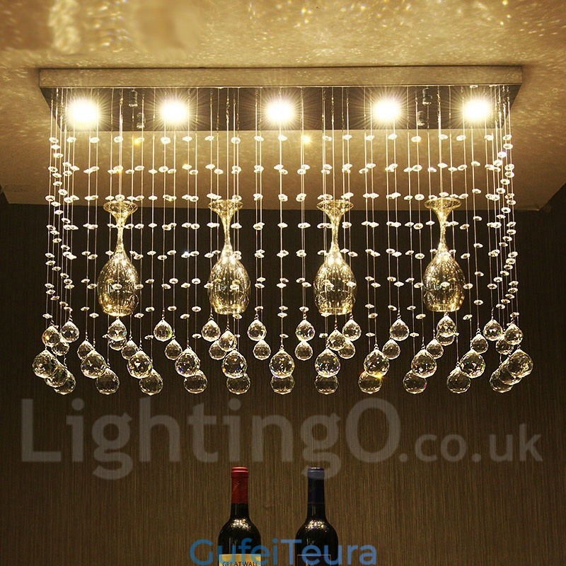 5 אורות מודרני קריסטל תקרת תליון אור מקורה נברשת תאורה מתקן מנורות