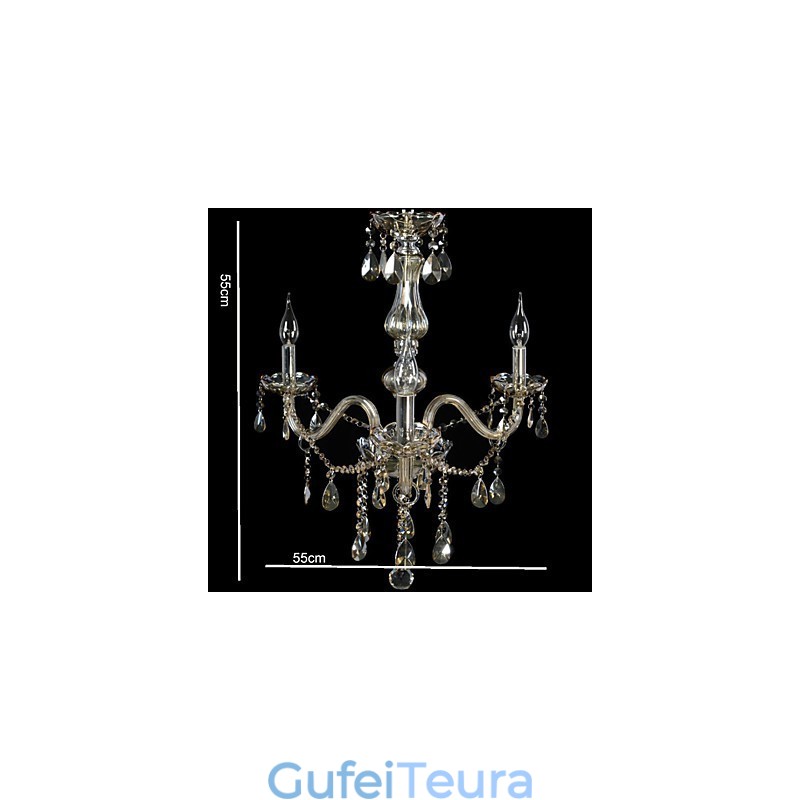 3 אורות נברשת קריסטל יוקרתית קוניאק צבע K9 נברשת קריסטל