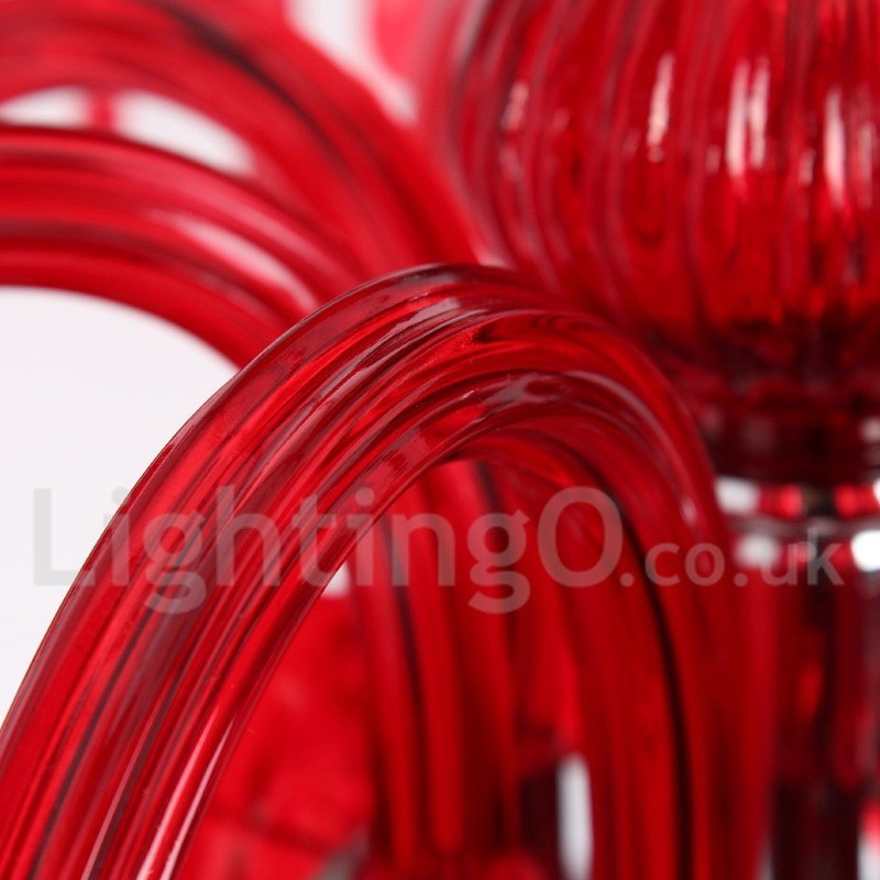 6 נברשת בסגנון נר קריסטל אדום בהיר K9