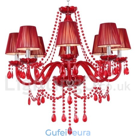 8 נברשת בסגנון נר קריסטל אדום בהיר K9