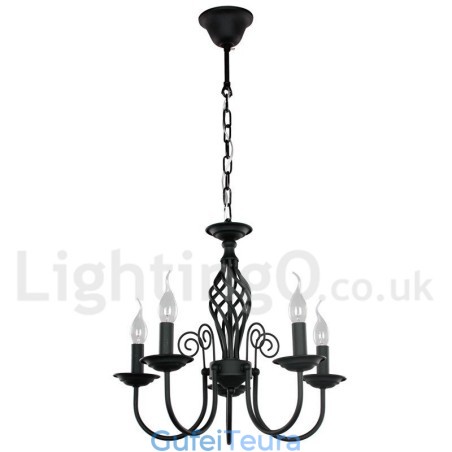 5 אור עכשווי רטרו שחור נברשת בסגנון נר