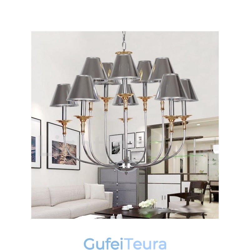 10 אור מודרני עכשווי כרום נברשת בסגנון נר