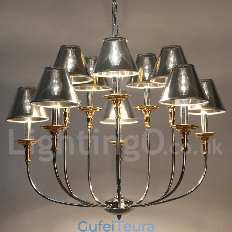 10 אור מודרני עכשווי כרום נברשת בסגנון נר