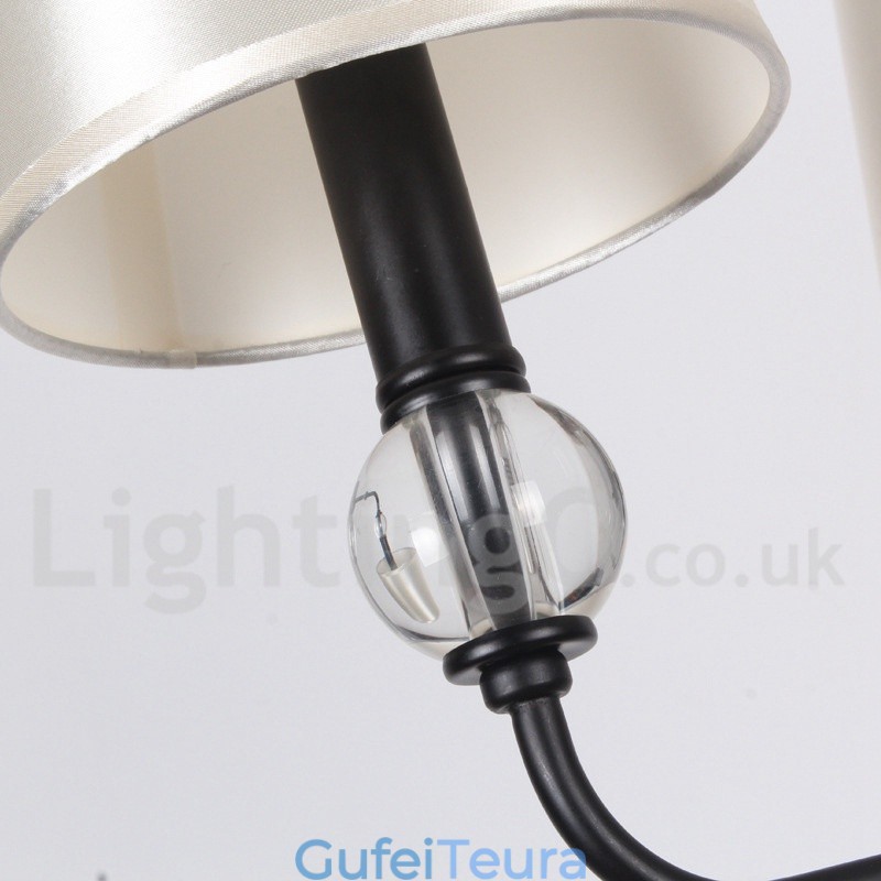 12 אור רטרו 2 שכבות גדול שחור עכשווי נברשת בסגנון נר