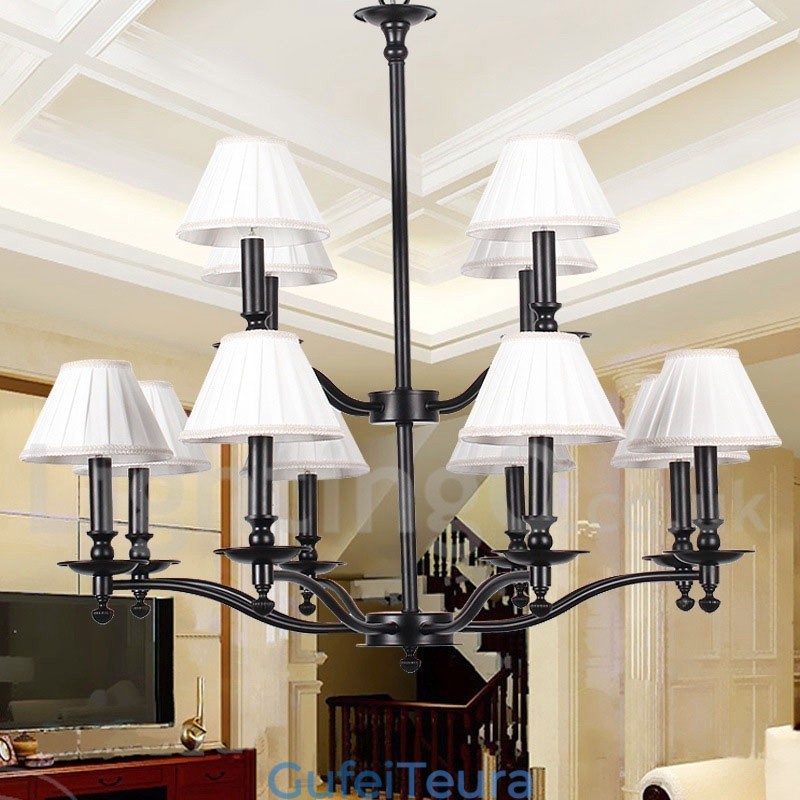 12 אור רטרו 2 שכבות גדול נברשת נר בסגנון נברשת